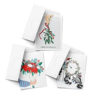Mistletoe, Racoons, Winter Bouquet Winter/Holiday/Christmas Greeting Card Pack Sets (3 ct, Assorted) by Ramus & Co - 1 of 4