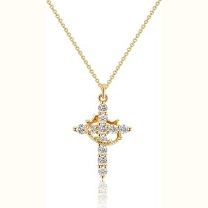 Crown Cross Necklace for Women, 14K Gold Plated Non-Tarnish Faith Jewelry Gift - 1 of 4