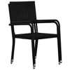 vidaXL Garden Dining Chair Set of 4 Black PE rattan, steel - 4 of 4