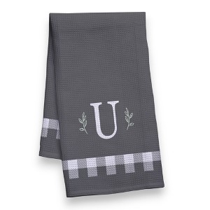 Personalization Mall Black & White Plaid Waffle Weave Kitchen Towel - 1 of 4