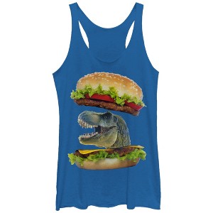 Women's Lost Gods Dinosaur Cheeseburger Racerback Tank Top - 1 of 3