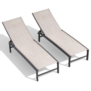 Crestlive Products Chaise Lounge Chair Outdoor Set of 2 Adjustable 5 Positions Pool Tanning Recliner Outdoor Lounge Furniture - 1 of 4