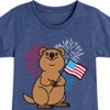 Girls' - Instant Message - Quokka with American Flag & Fireworks Fitted Short Sleeve Graphic T-Shirt - 2 of 4