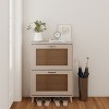 GlasFlength Shoe Racks 2 Flip Shoe Cabinet Shoe Organizer Long Shoe Rack FreeStanding Shoe Rack for Entryway, Beige, 23.6"*9.4"*35.4" - 2 of 4