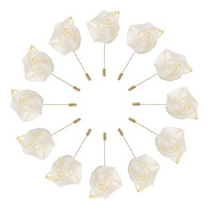 Unique Bargains Wedding Ceremony Anniversary Groom Silk Metal Rose Boutonnieres 24 Pcs - 1 of 3
