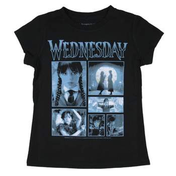 Wednesday Addams Girls' Wednesday TV Series Scenes Kids T Shirt Tee