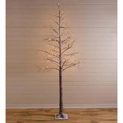Plow & Hearth - Large Indoor / Outdoor Snowy Lighted Tree, 8'H with 120 Lights