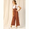 Allegra K Women's High Waist Wide Leg Belted Button Long Overalls Jumpsuit - 2 of 4