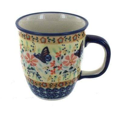 Blue Rose Polish Pottery Blue Butterfly Coffee Mug