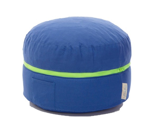 Finn Cotton Exposed Zipper Storage Pouf Bright Blue - Mimish