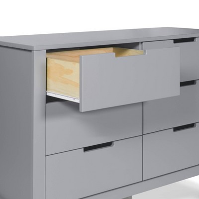 Gray Pine Wood Double Nursery Dresser with Soft Close Drawers