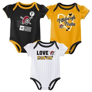 MLB Pittsburgh Pirates Infant Girls' 3pk White Bodysuit - 1 of 4