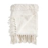 Saro Lifestyle Boho Chic Tufted Throw with Tassels, White, 50"x60" - 2 of 3