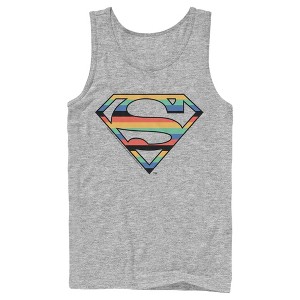 Men's Superman Logo Retro Stripe Tank Top - 1 of 4