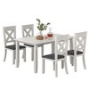 VECELO Farmhouse Style Dining Table Set, Rubber Wood Table with 4/6 Upholstered Dining Chairs, Gray - 2 of 4