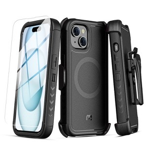 MyBat Pro Maverick Series MagSafe Case w/ Holster and Tempered Glass for Apple iPhone 15 (6.1) - 1 of 4