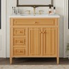 Gulches 36 Inches 1 Sink Freestanding Wood Bath Vanity with White Ceramic Top 3 Drawers 2 Soft Close Doors - 2 of 4