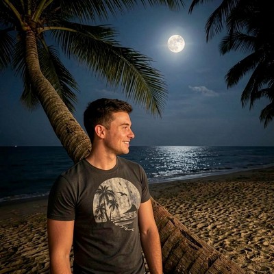 Мужские футболки Crazy Dog T-Shirts, Inc. Mens Funny T Shirts Moon Beach Vacation Novelty Graphic Tee for Men - Crazy Dog Men's T Shirt For Summer Vacation Black L — фото 3