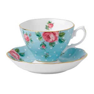 Polka Blue Teacup & Saucer - 1 of 1