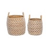 2pk Banana Leaf Storage Baskets Brown/White - Olivia & May: Decorative Wicker Basket, Nautical Coastal Style - 3 of 4