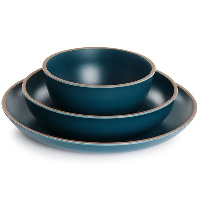 Matte Teal Melamine 12-Piece Dinnerware Set for 4