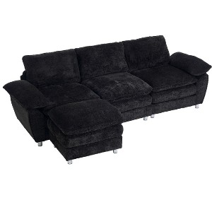 TiramisuBest Modern Deep 3-Seat Sofa Couch with Ottoman, Modular Sectional Sofa with Storage, Sideboard Buffet Style Design for Living Room - 1 of 4