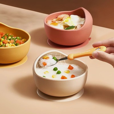 AOSTIRMOTOR Toddler Weaning Tableware Baby Feeding Products Silicone Bib Training Suction Plate Eating Set Baby Bowl