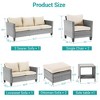 Sonkuki 7 Pieces PE Rattan Furniture Set with Side Table, Patio Chair with Cushion, Ottomans for Lawn, Light Gray - 3 of 4