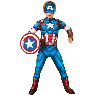 Boys' Marvel Captain America Muscle Costume - Size 4-6 - Multicolored