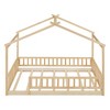 Lyngins Modern Wood House Twin Size Bed Frame, Toddler Bed with Roof & Fence, Floor Bed/Kid's Bed —7 Bed Slats, Semi-Enclosed Play/Sleep Space - 4 of 4
