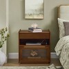 ORRD Mid-Century Modern Nightstand with Charging Station, 2-Drawer End Table with USB Outlets & Open Shelf for Bedroom, Dark Walnut - 4 of 4