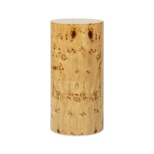 Jennifer Taylor Home Nebula 29.5" Burl Accent Pillar Side Table, Warm Natural Brown Burl Wood - 1 of 4
