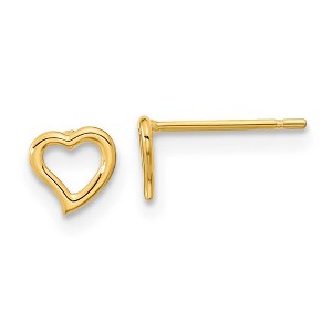 Black Bow Jewelry Kids 5mm Asymmetrical Open Heart Post Earrings in 14k Yellow Gold - 1 of 4