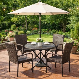 PE Wicker Stacking Outdoor Chairs 4PCS Weather Resistant Seating for ...