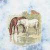 Juniors Womens Lost Gods Retro Horses Water Portrait Crop T-Shirt - 2 of 4