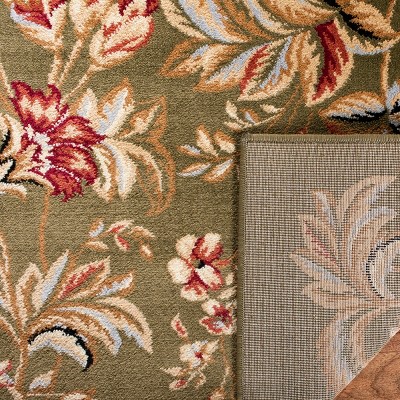 Sage Floral 9' x 12' Stain-Resistant Synthetic Area Rug