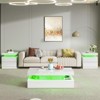 AMERLIFE LED Coffee Table, Modern 2-Tier Center Table, Open Storage Space, 40in - 2 of 4