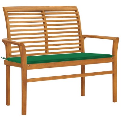 vidaXL Garden Bench Teak Brown Solid teak wood, 100% polyester fabric