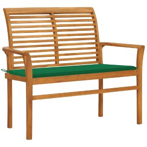 vidaXL Garden Bench Teak Brown Solid teak wood, 100% polyester fabric - 1 of 4