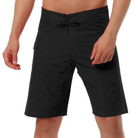 INSPIRE CHIC Men's Solid Color Drawstring Beach Swim Board Shorts Black 36
