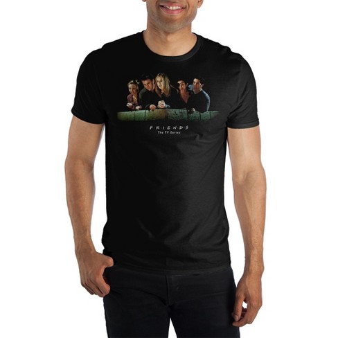 Friends TV Show Over The Balcony Black T-Shirt Large Retro T-Shirts