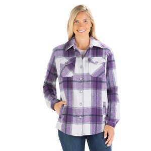 Collections Etc Ladies Plaid Cozy Button-Front Shirt Jacket - 1 of 4