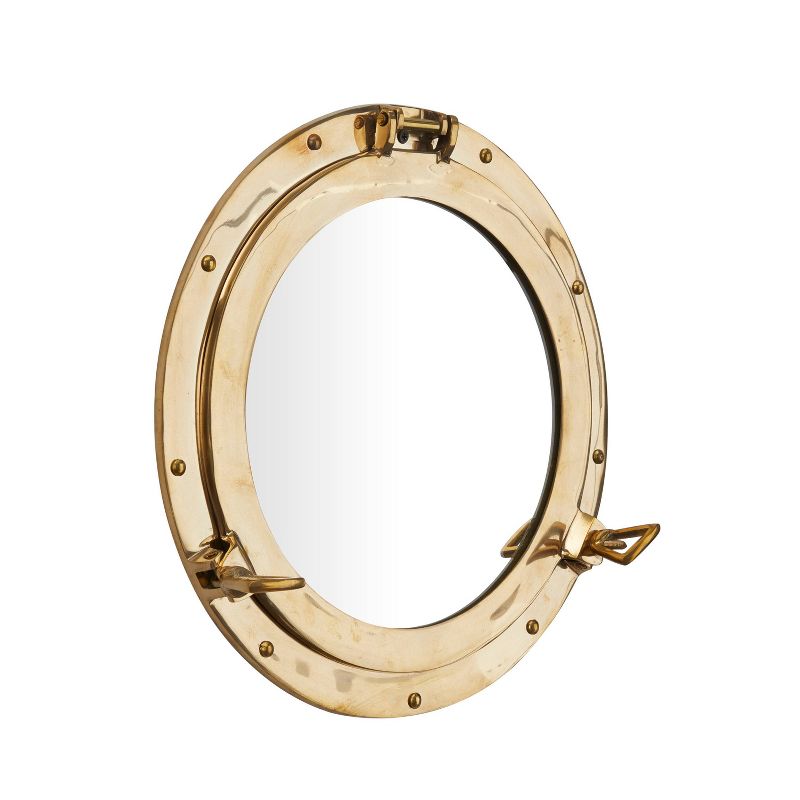 Brass Sail Boat Wall Mirror with Port Hole Detailing Gold- Novogratz, 5 of 7