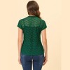Allegra K Women's Curved Hem Sheer Short Sleeves Floral Lace Blouse - 4 of 4