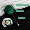 Unique Bargains Wedding Groom Suit Ribbon Rose Flower Lapel Pin with Gold Leaf 1 Pc - 2 of 4