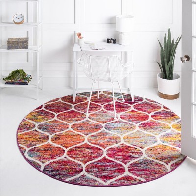 Unique Loom Trellis Frieze Rounded Trellis Indoor Woven Area Rug