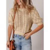 Womens Crochet Sweater with Crew Neck Lantern Short Sleeve Pullover Sweater Summer Tops for Women,Khaki - XL - 4 of 4