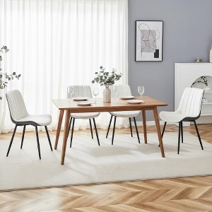 Homy Casa Set of 4 Faux Leather Upholstered Dining Chairs with Black Metal Legs for Dining Room or Kitchen, White And Black - 1 of 4