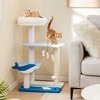 Gulches Blue 34 inch Ocean Cat Tree Small Cats Teddy Fleece Perch Platforms Sisal Posts Fish Toys Stable Base 15 lbs Tower - 3 of 4