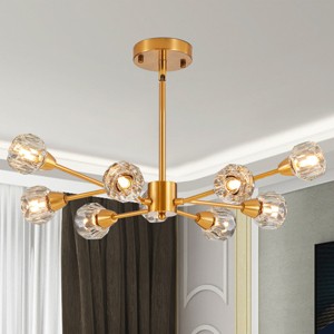 BAOURE Modern Crystal Chandeliers 28", 9 Lights Chrome Chandelier for Living Room Bedroom, Kitchen Light Fixtures,Dining Room Chandelier Over Table - 1 of 4